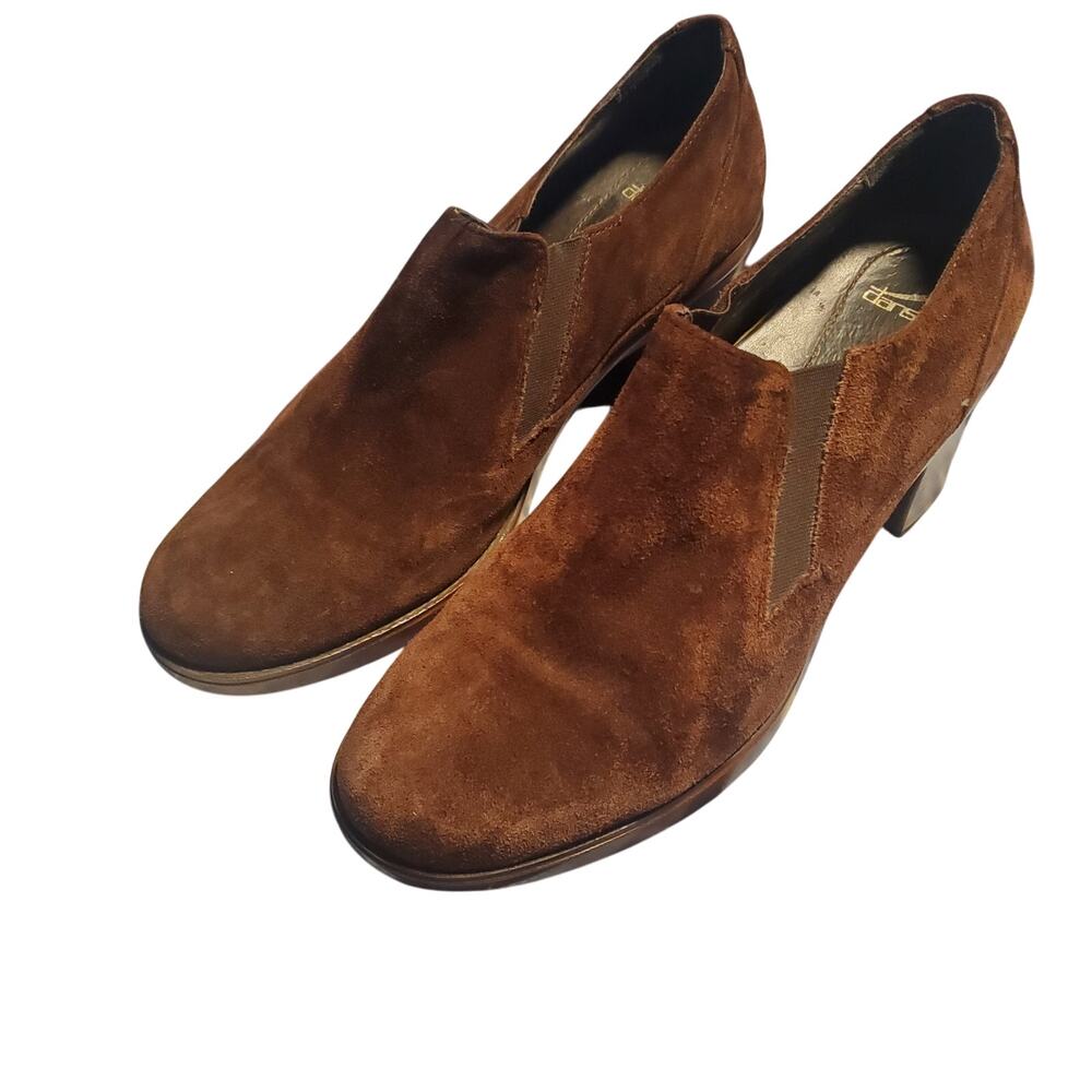 Dansko Women's Size US 8.5, EU 39 Nancy Brown Suede Heeled Clogs